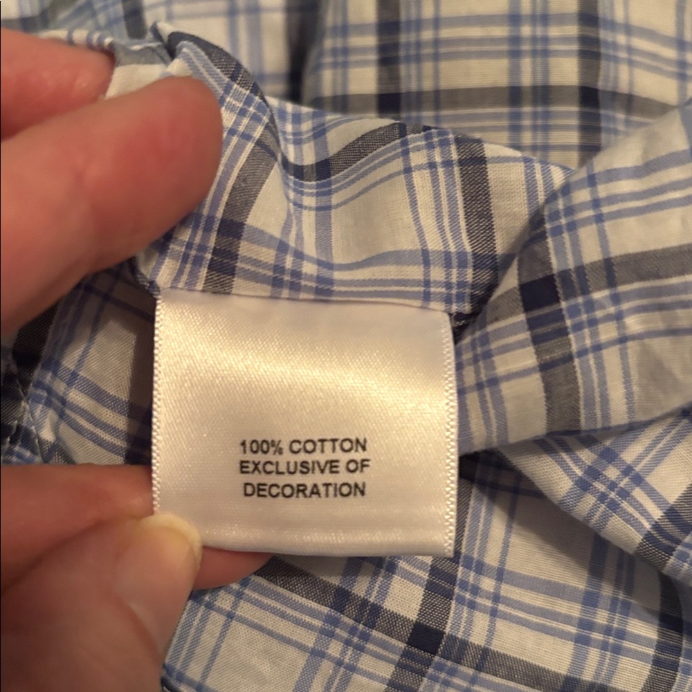 Cremieux Men's Light Blue and White Plaid Button-Down Shirt - Picture 5 of 7